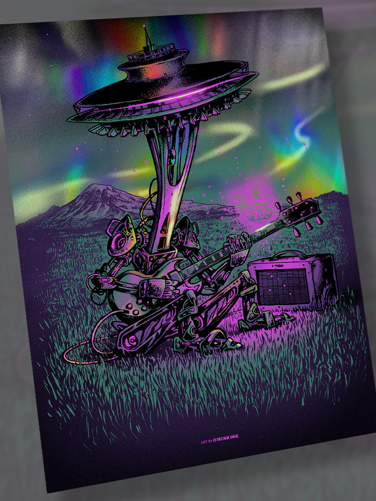 SEATTLE ROBOT RAINBOW FOIL | ART PRINT