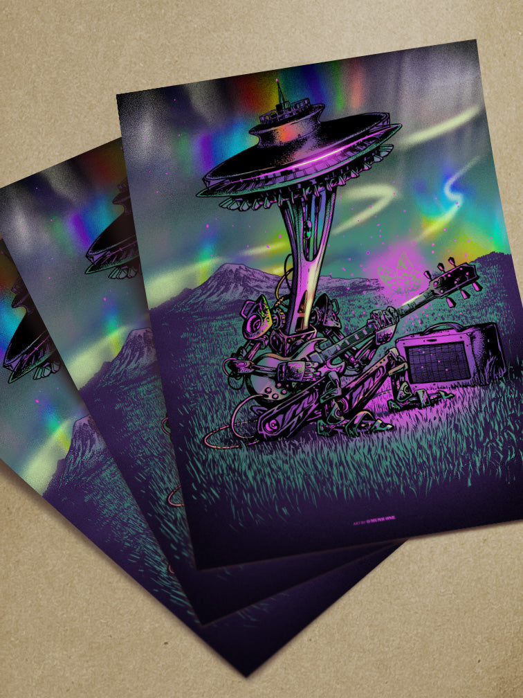 SEATTLE ROBOT RAINBOW FOIL | ART PRINT