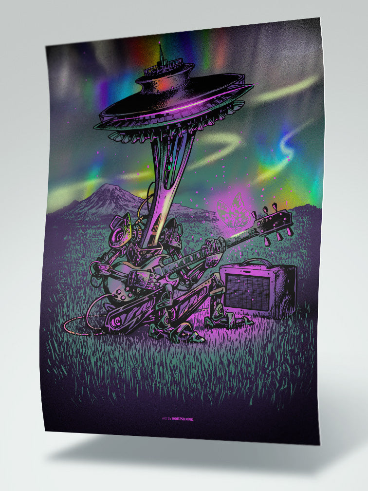 SEATTLE ROBOT RAINBOW FOIL | ART PRINT