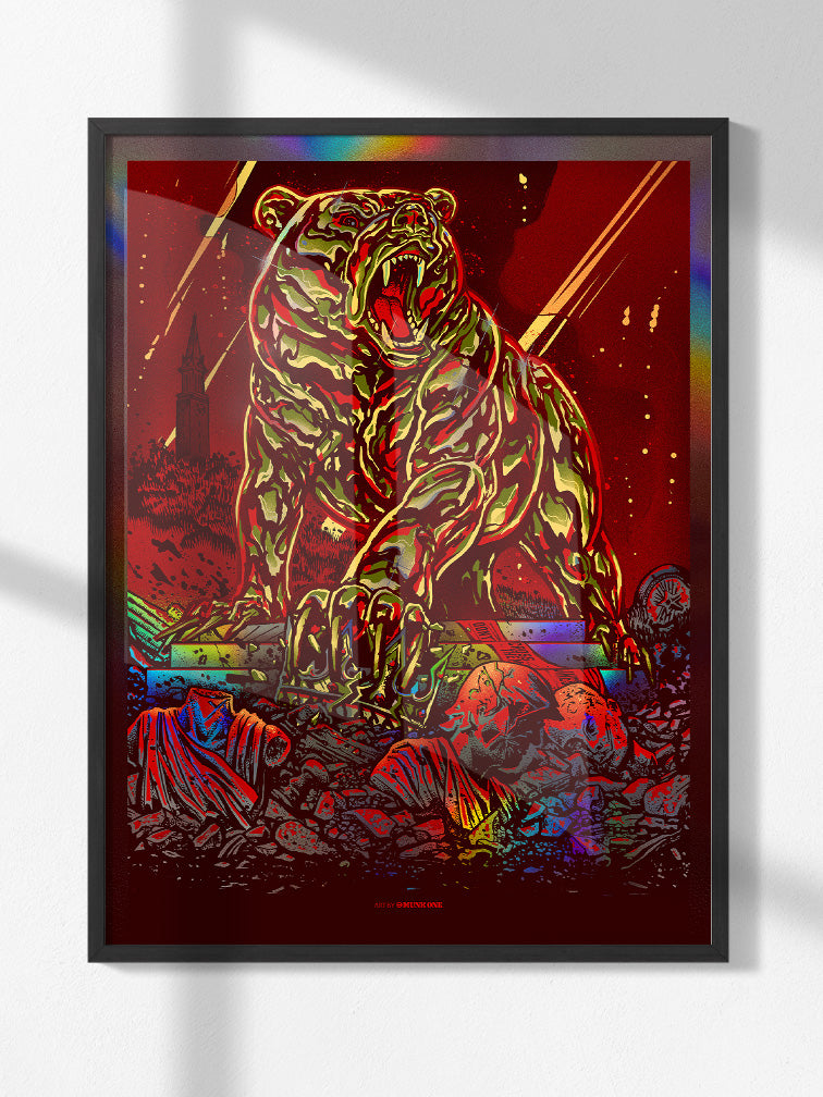 THE GOLDEN BEAR | ART PRINT RAINBOW FOIL