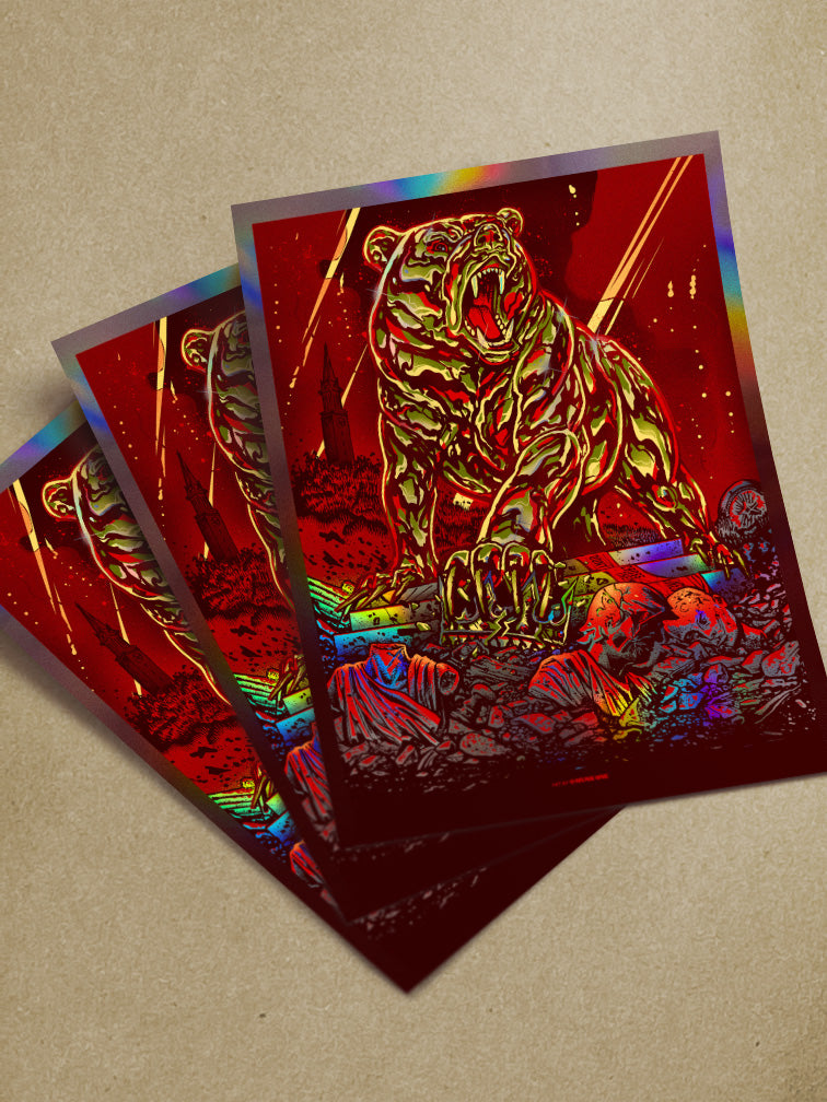 THE GOLDEN BEAR | ART PRINT RAINBOW FOIL