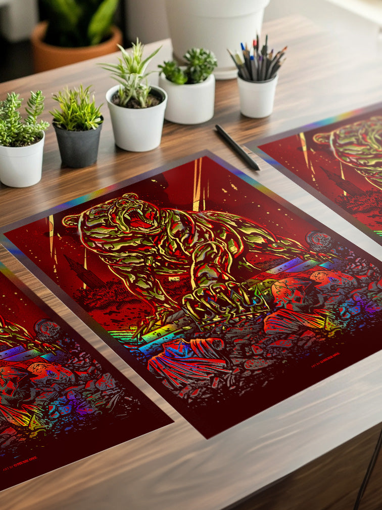 THE GOLDEN BEAR | ART PRINT RAINBOW FOIL