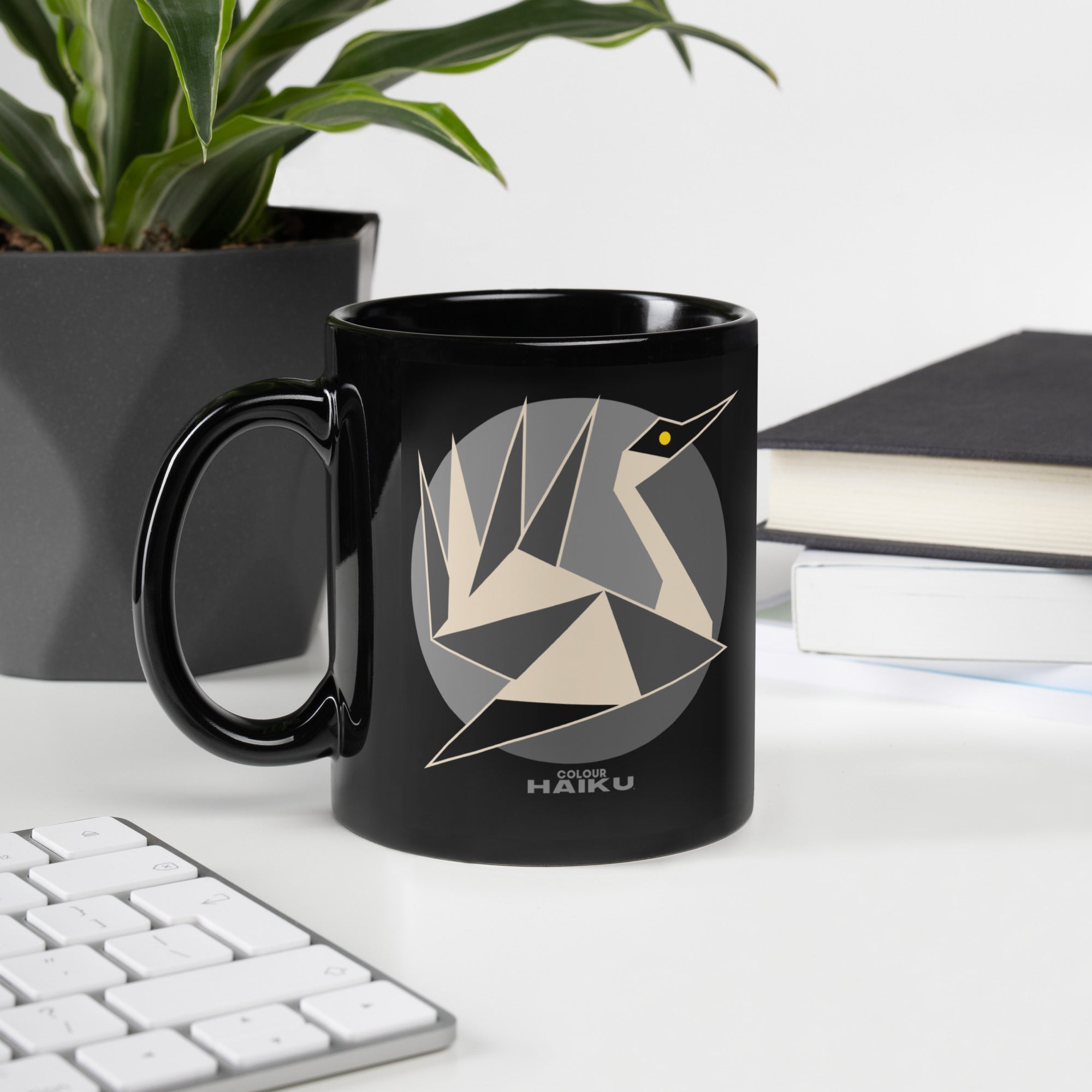 CH MONO CRANE Black Glossy Mug