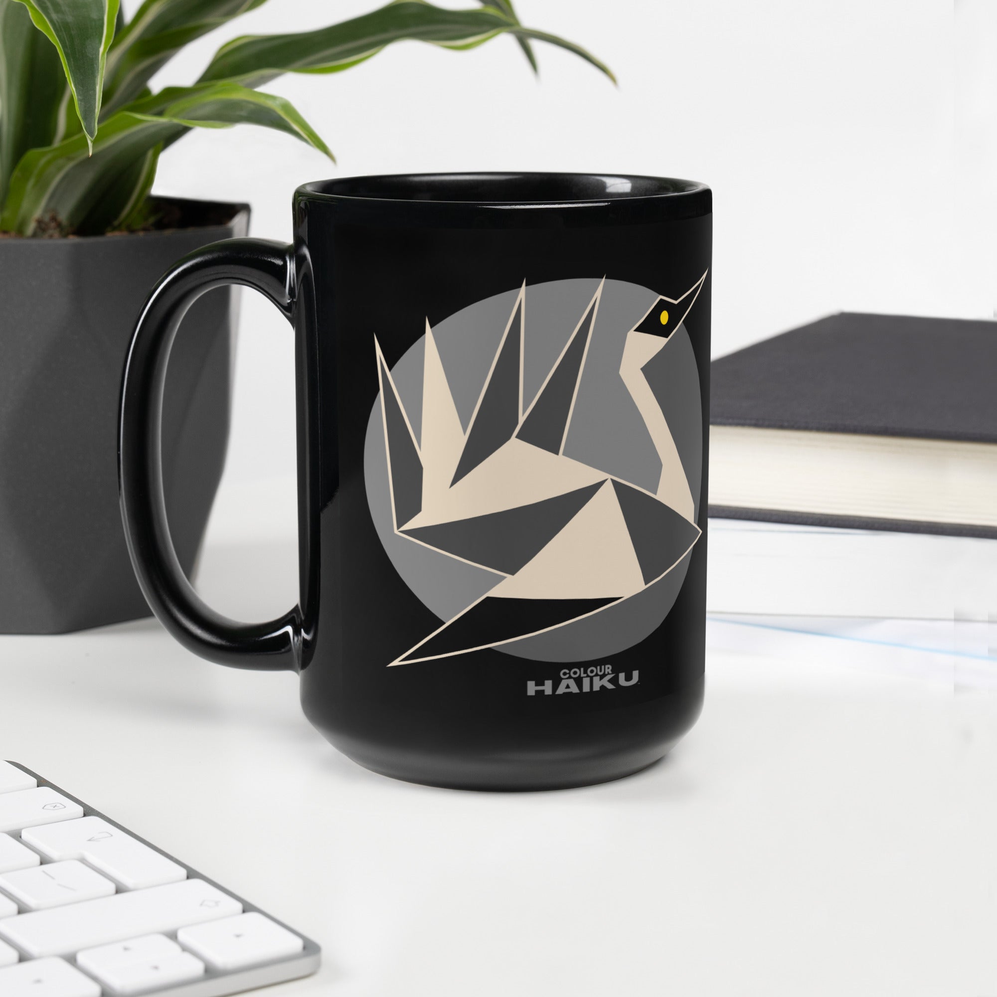 CH MONO CRANE Black Glossy Mug