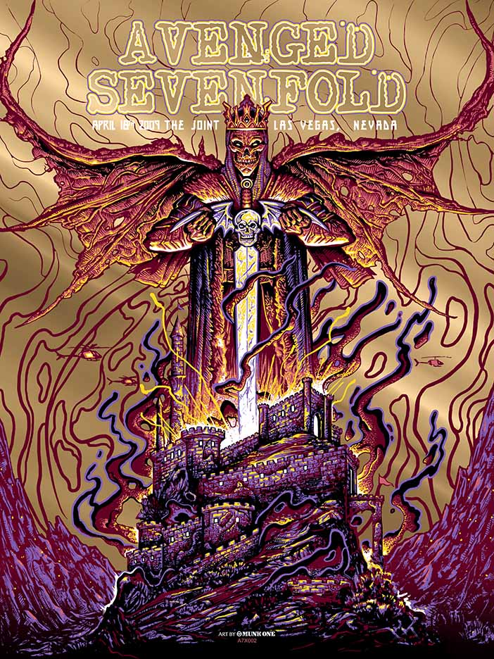 AVENGED SEVENFOLD VEGAS 2009 GOLD FOIL